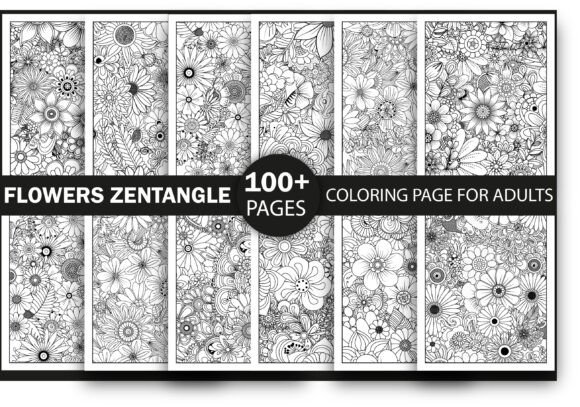 100 Zentangle Coloring Pages Bundle-KDP