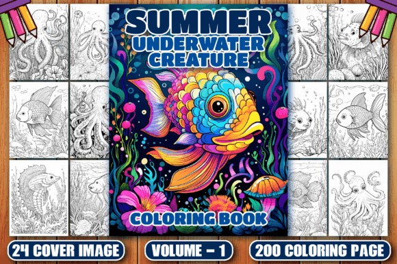 200 Summer Underwater Coloring Pages V-1