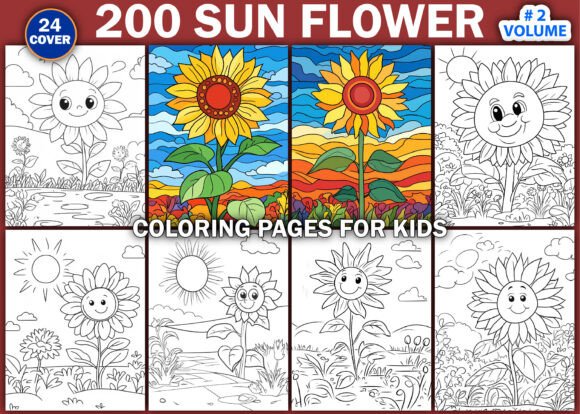 200 Sun Flower Coloring Pages for Kids