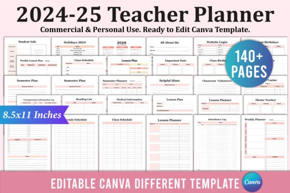 2024-25 Teacher Planner for Canva KDP