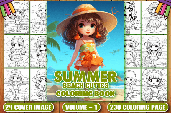 230 Summer Beach Cuties Coloring Pages