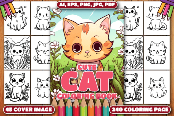 240 Cute Cats Coloring Pages for Kids