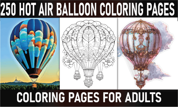 250 Air Balloon Coloring Pages for Adults