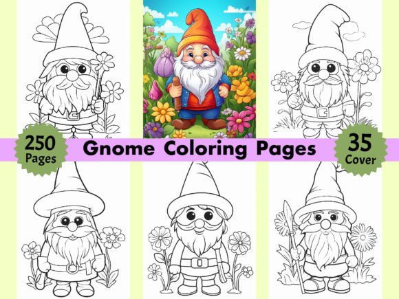 250 Cute Garden Gnomes Coloring Pages