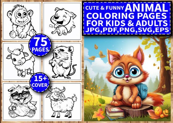 75 Cute Funny Animal Coloring Pages: A High-Resolution KDP Interior Designed for Creativity and Commerce