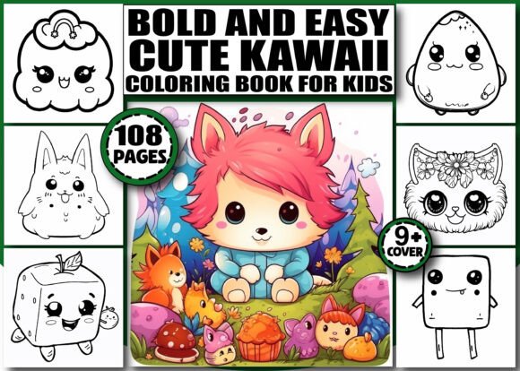 Bold and Easy Cute Kawaii Coloring Pages