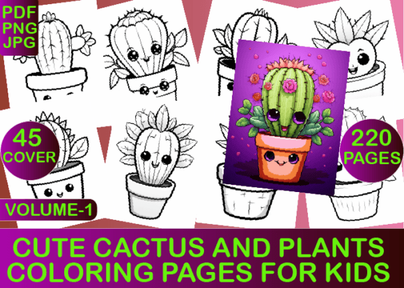 Cute Cactus and Plants Coloring Book V-1: A Versatile Interior Resource for Creative Professionals and Educators