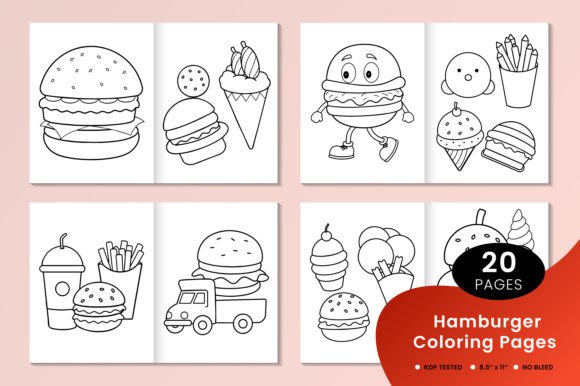 Cute Hamburger Coloring Book Pages