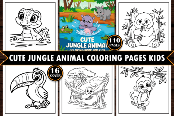 Cute Jungle Animal Coloring Pages Kids