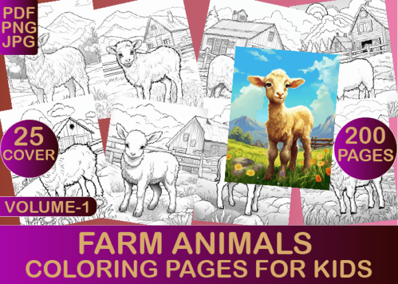Farm Animals Coloring Book for Kids V-1