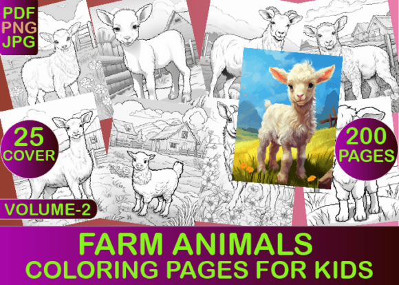 Farm Animals Coloring Book for Kids V-2