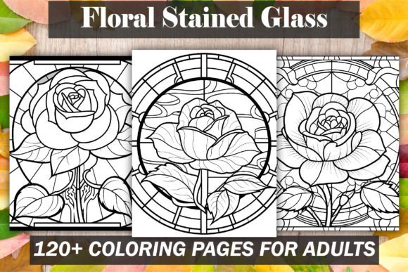 Floral Stained Glass Coloring Book