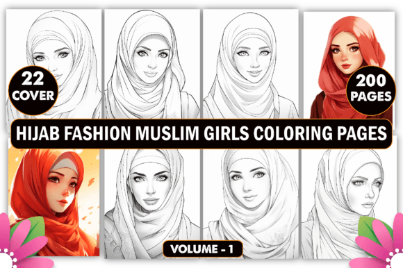 Hijab Fashion Muslim Girls Coloring Book