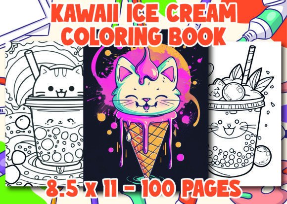 Kawaii Ice Cream Coloring Book for Kids