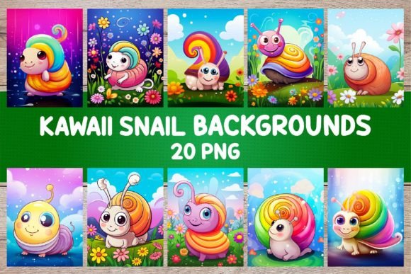 Kawaii Snail Backgrounds for Covers