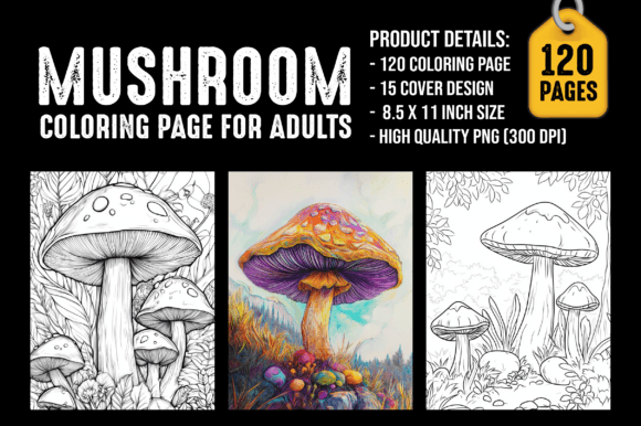 Mushroom Coloring Pages for Adults